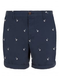 Topman Navy Chino Leaf Shorts