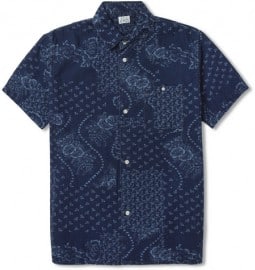 Edwin Nimes Short-sleeved Floral-print Denim Shirt