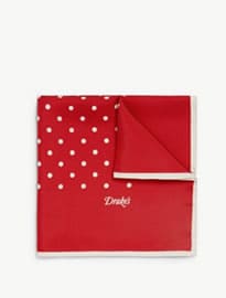 Drakes Polka-dot Silk Pocket Square