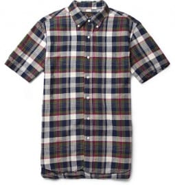 Beams Plus Short-sleeved Madras-check Cotton Shirt
