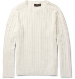 Beams Plus Cable-knit Linen And Cotton-blend Sweater