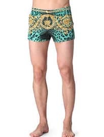 Versace Animal-print Swim Trunks