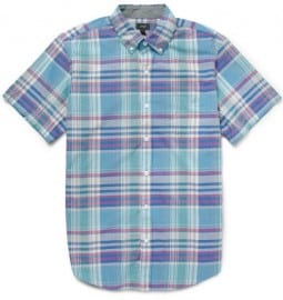 J.crew Short-sleeve Madras-check Cotton Shirt
