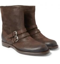 Gucci Burnished-suede Double-strap Boots