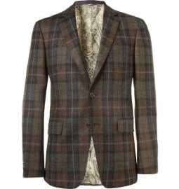 Etro Slim-fit Plaid Wool Blazer
