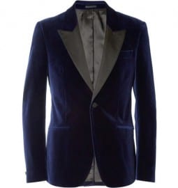 Alexander Mcqueen Navy Velvet Slim-fit Tuxedo Jacket