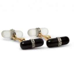 Foundwell Day And Night Diamond-studded Crystal Cufflinks
