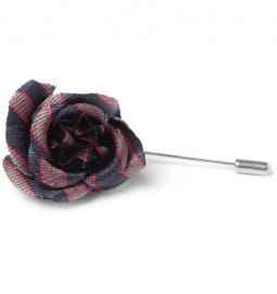 Lanvin Striped Twill Rosebud Buttonhole Pin