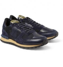 Valentino Camouflage-print Leather And Suede Sneakers