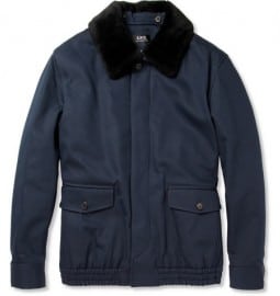 A.p.c. Shearling-collar Cotton-blend Bomber Jacket