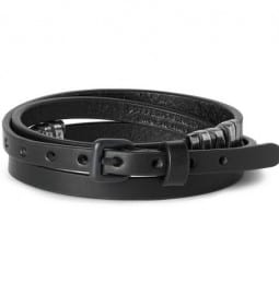 Bottega Veneta Leather And Oxidised Sterling Silver Wrap Bracelet