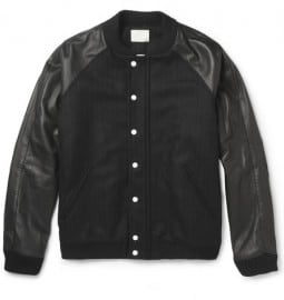 Band Of Outsiders Leather And Wool-blend Bomber Jacket