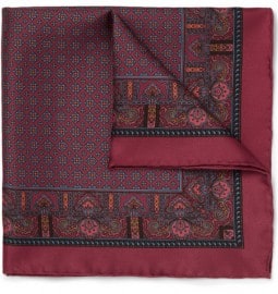 Drakes Printed Silk Pocket Square