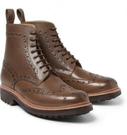 Grenson Fred Textured-leather Brogue Boots