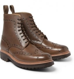 Grenson Fred Textured-leather Brogue Boots