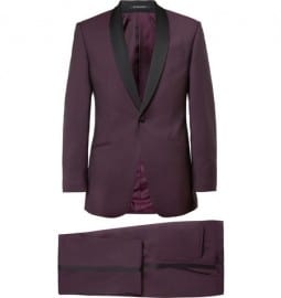 Richard James Burgundy Wool And Mohair-blend Tuxedo
