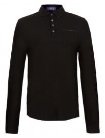 Topman Black Leather Look Trim Polo Shirt