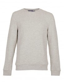 Topman Grey Marl Mini Cable Quilted Sweatshirt