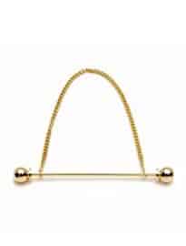 Gold Barbell Collar Pin With Chain