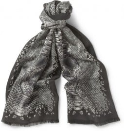 Alexander Mcqueen Skull And Snake Skin-print Silk Scarf