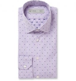 Etro Slim-fit Embroidered Striped Cotton Shirt