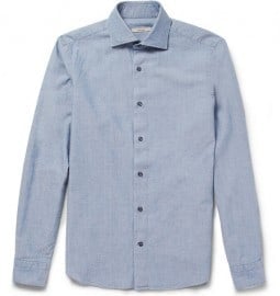 Boglioli Slim-fit Washed Cotton-chambray Shirt