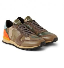 Valentino Camouflage-printed Leather And Canvas Sneakers