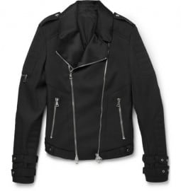 Balmain Satin-trimmed Wool Biker Jacket