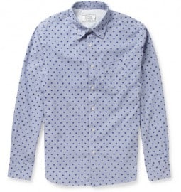Officine Generale Slim-fit Spot-print Striped Cotton Shirt