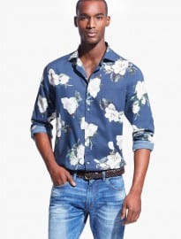 He By Mango Modern Slim-fit Floral Shirt