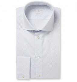 Richard James White Swiss Dot Print Cotton-poplin Shirt