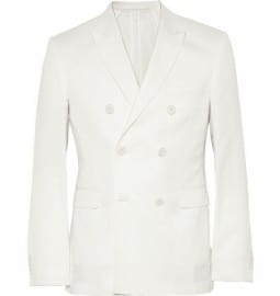 Burberry London Stirling Double-breasted Cotton And Linen-blend Piqué Blazer