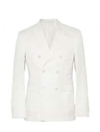 Burberry London Stirling Double-breasted Cotton And Linen-blend Piqué Blazer
