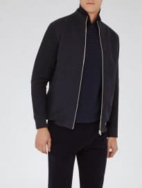 Reiss Colorado Jersey Bomber Jacket Navy