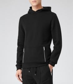 Reiss 1971 Flame Hooded Sweatshirt Black