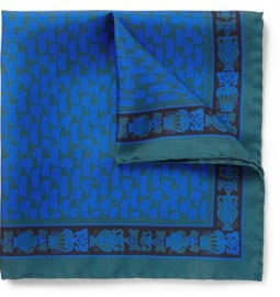 Mp Di Massimo Piombo Printed Silk Pocket Square