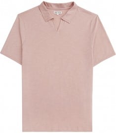 Reiss Kingsley Open-collar T-shirt Pink