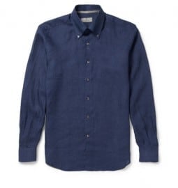Canali Button-down Collar Linen Shirt