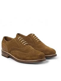 Grenson Stanley Suede And Pebbled Leather Wingtip Brogues