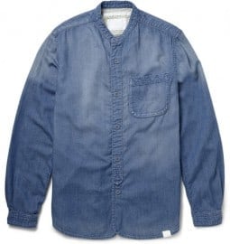 White Mountaineering Grandad-collar Denim Shirt