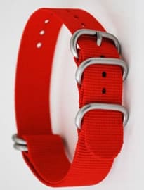 Zulu Heavy Duty Watch Strap 5 Ring Nato Fittings 22mm Red