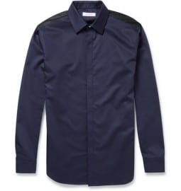 Tim Coppens Slim-fit Mesh-panelled Cotton Shirt