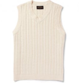 Beams Plus Cable-knit Linen And Cotton-blend Sleeveless Sweater
