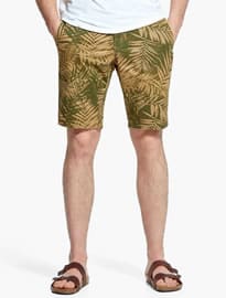 He By Mango Leaf-print Garment-dyed Bermuda Shorts