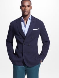 He By Mango Double-breasted Pique Blazer