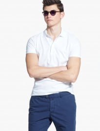 He By Mango Embossed-trim Pique Polo Shirt