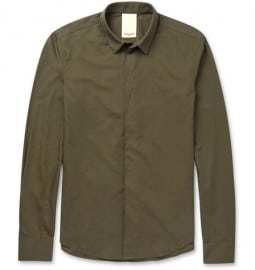Wooyoungmi Slim-fit Panelled-collar Cotton Shirt