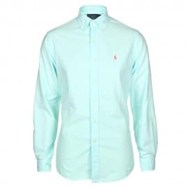 Polo Ralph Lauren Mens Custom Fit Pool Blue Oxford Shirt