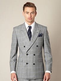 Grey Prince Of Wales Check Tailored Fit Double Breasted Jacket