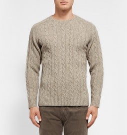 Beams Plus Marled Cable-knit Wool Sweater